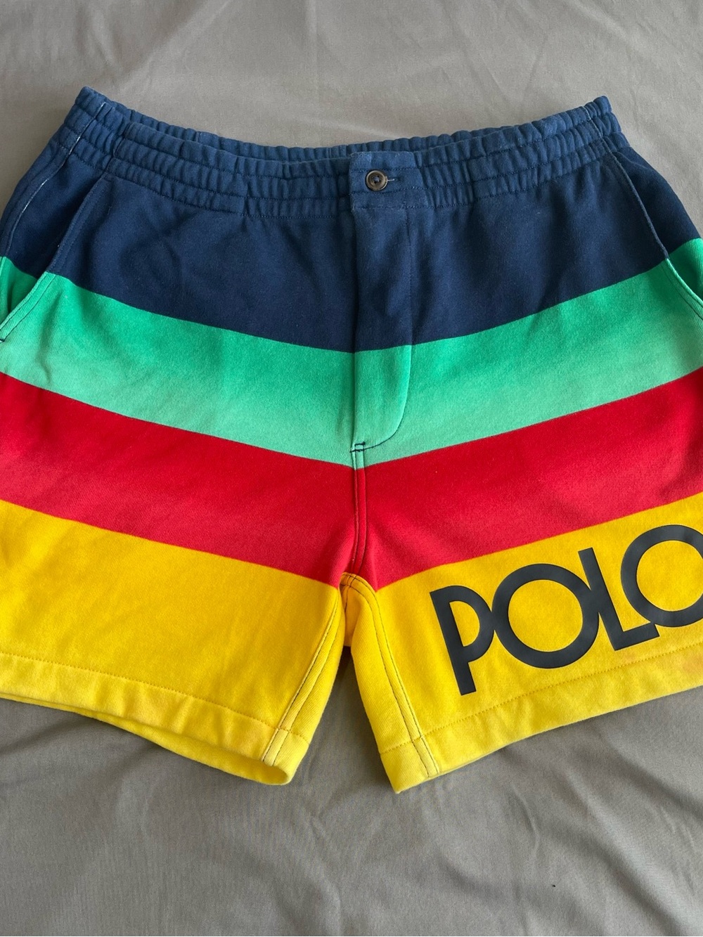 Ralph Lauren Polo Multicolor Striped Athletic Shorts - Navy, Green, Red, Yellow